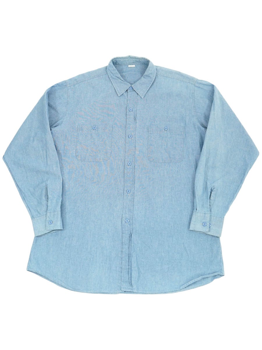 70'S～ LONG SLEEVE CHAMBRAY SHIRT (SIZE.17)