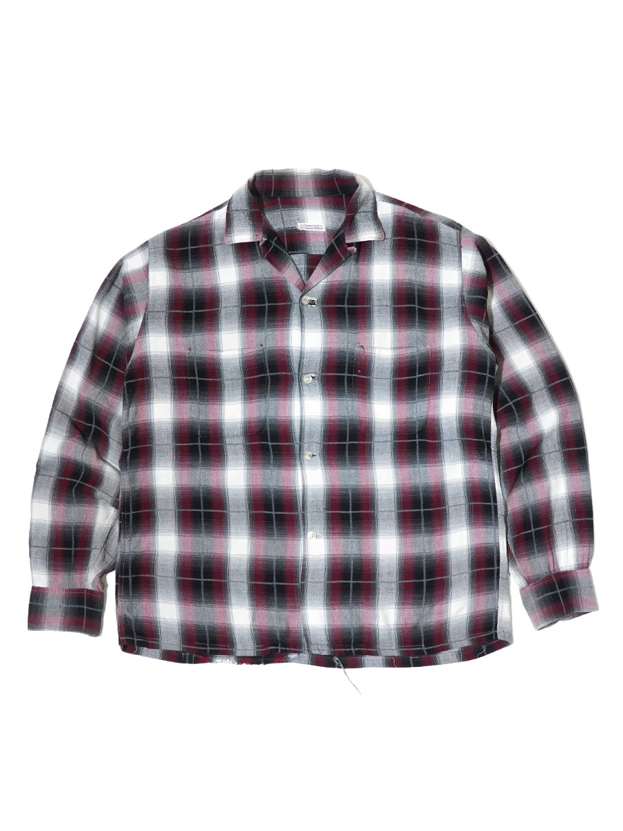 60'S RAYON WOVEN SHADOW PLAID SHIRT (APPROX.15)