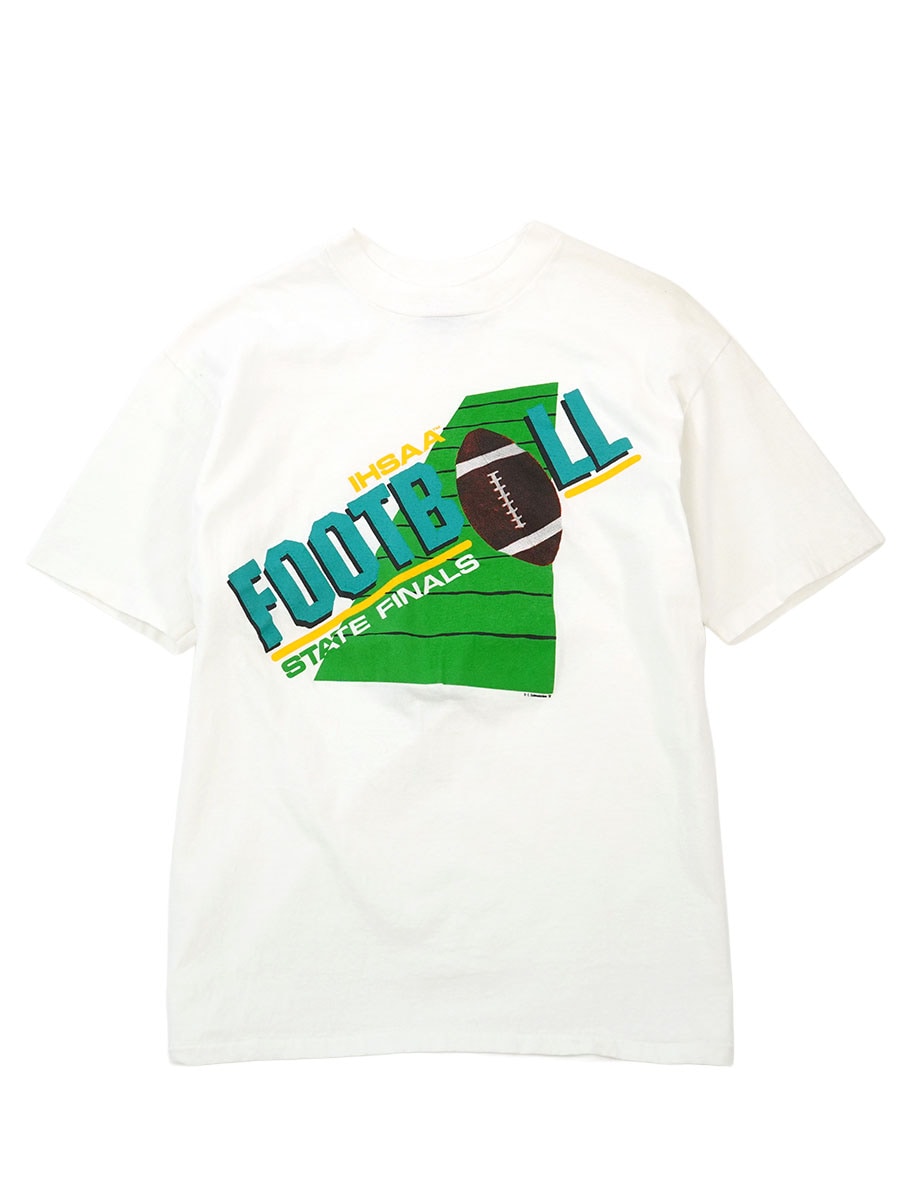90'S HANES ''IHSAA FOOTBALL STATE FINALS'' T SHIRT WHITE (SIZE. LARGE) MADE IN USA