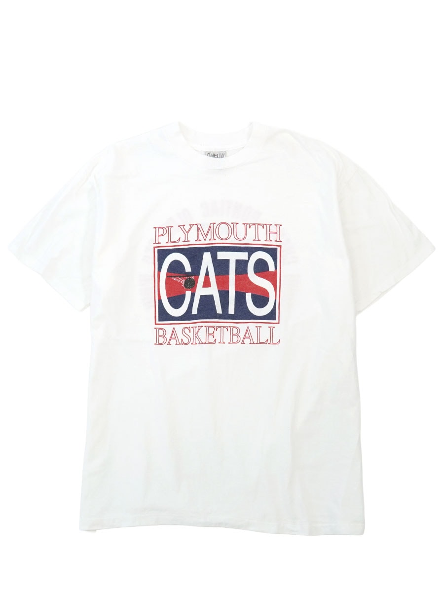 90'S ONEITA ''PLYMOUTH CATS BASKETBALL'' T SHIRT WHITE (SIZE.X LARGE) MADE IN USA