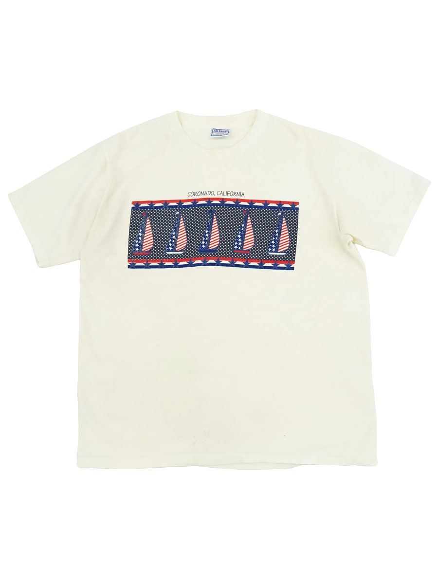 90'S ALLSPORT ''CORONADO, CALIFRONIA'' YACHT X AMERICAN FLAG T SHIRT (SIZE. X LARGE) 