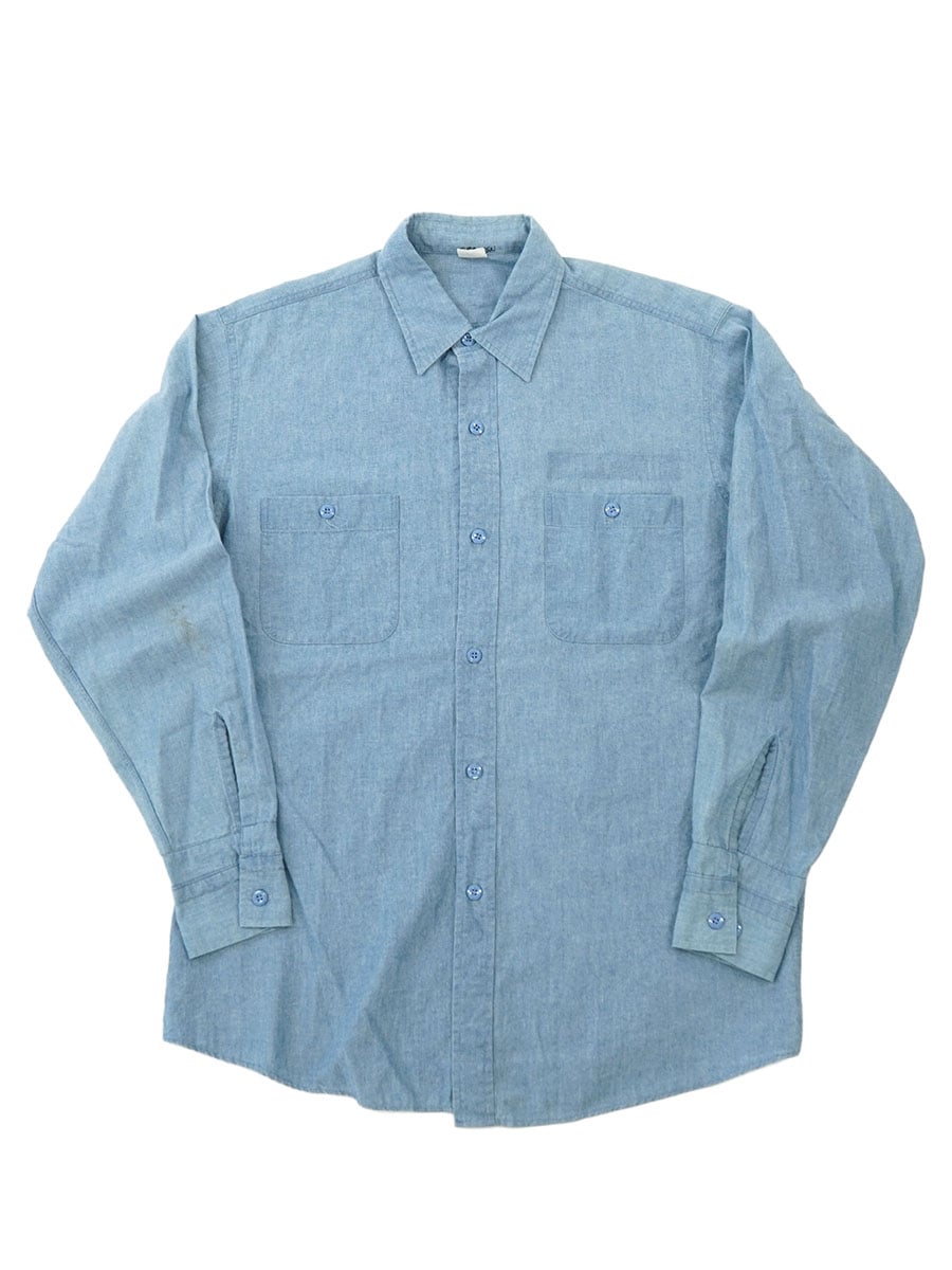 70'S LONG SLEEVE CHAMBRAY SHIRT (SIZE.15-15 1/2)