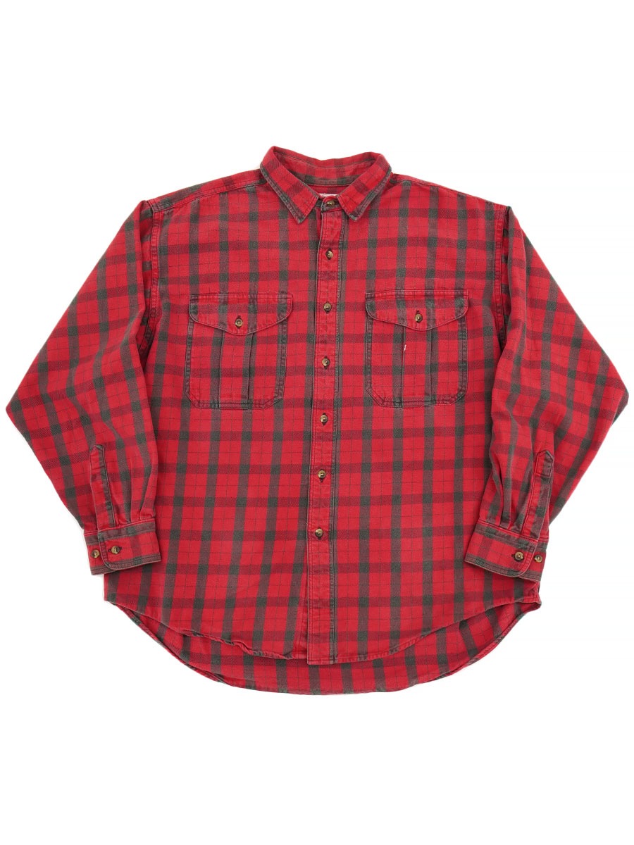 FILSON RED X BLK 100%COTTON PLAID CHECK L/S SHIRT (SIZE. X LARGE) MADE IN USA