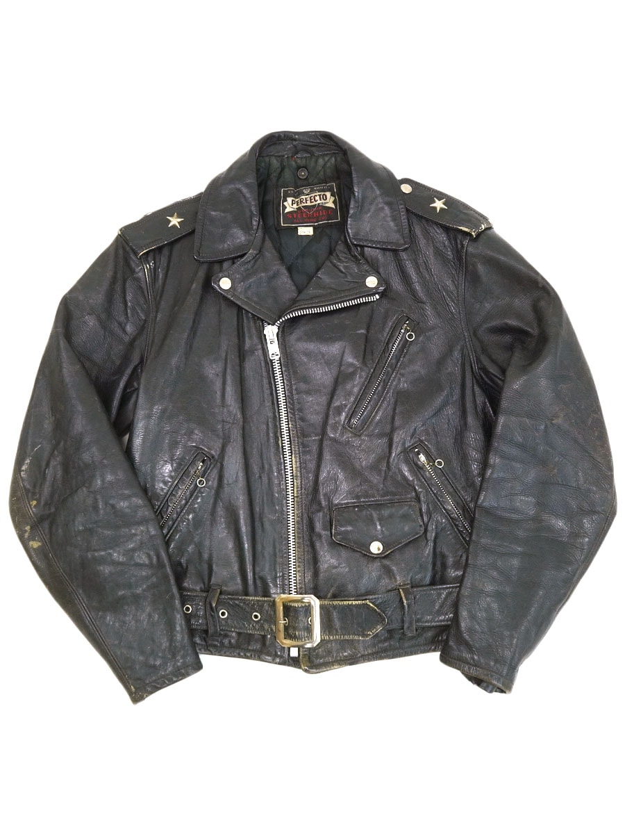 50'S SCHOTT PERFECTO ONE STAR DOUBLE BREST LEATHER RIDERS JACKET BLACK (SIZE.38)