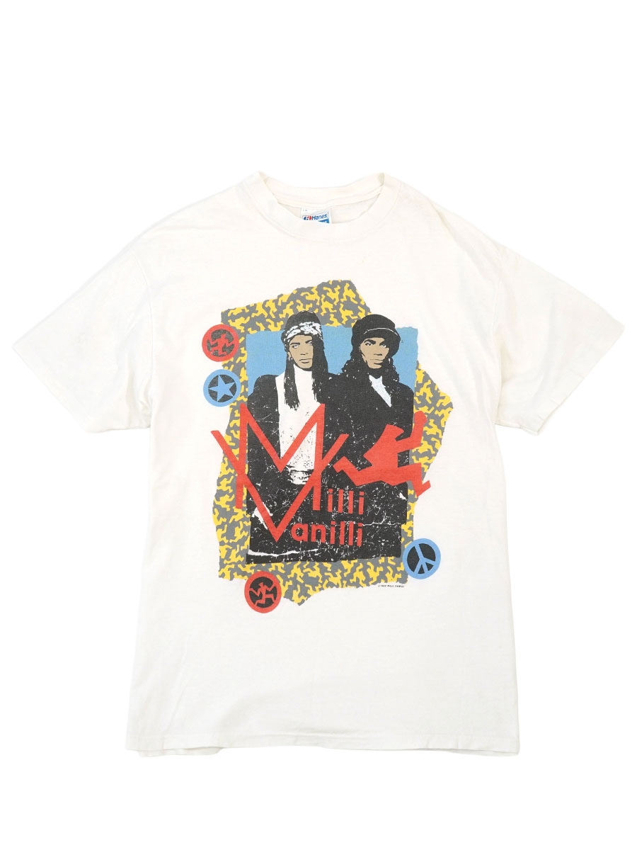 80'S HANES ''MILLI VANILLI'' T SHIRT WHITE (SIZE. X LARGE) MADE IN USA