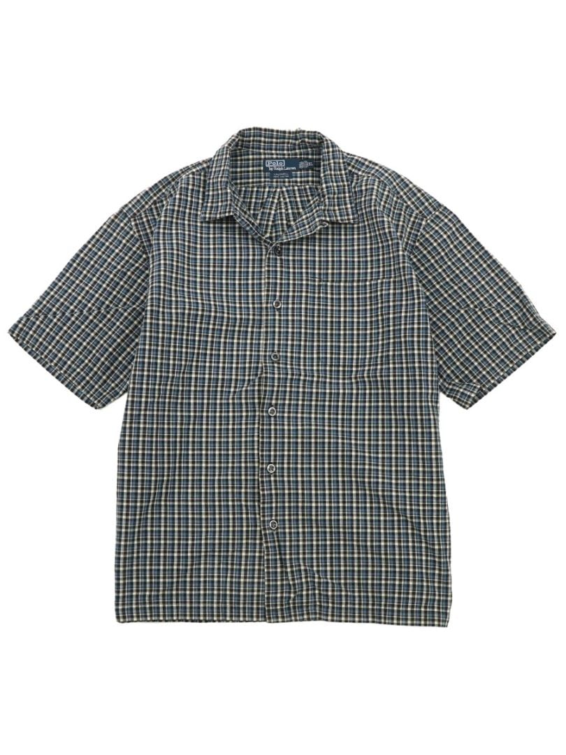 RALPH LAUREN CALDWELL LOOP COLLAR 100％ COTTON PLAID S/S SHIRT