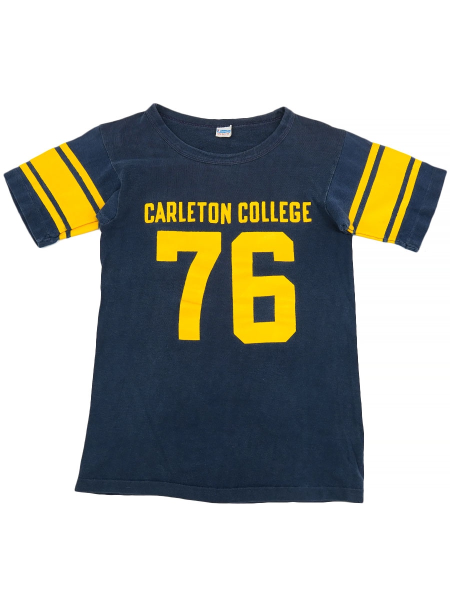 70'S CHAMPION ''CARLETON COLLEGE'' #76 S/S FOOTBALL T SHIRT (SIZE