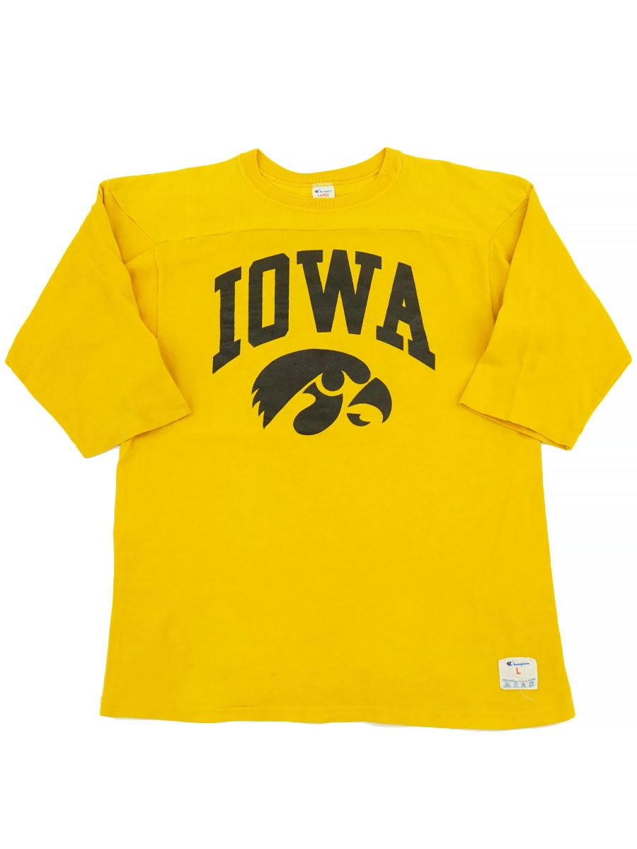 80'S CHAMPION ''IOWA'' FOOTBALL T SHIRT (SIZE. LARGE)