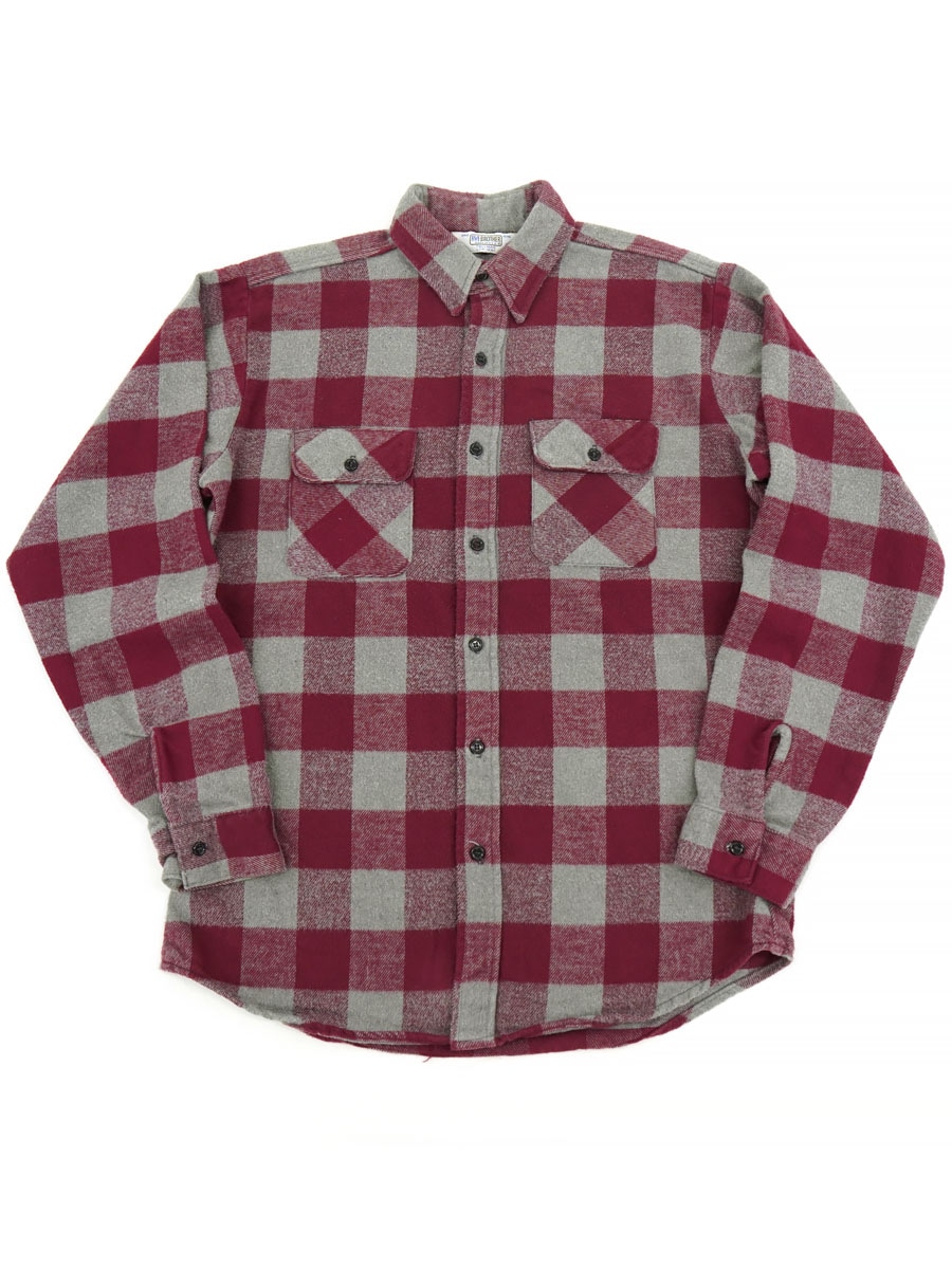 70'S FIVEBROTHER BLOCK CHECK FLANNEL SHIRT (SIZE. TALLMAN LARGE)