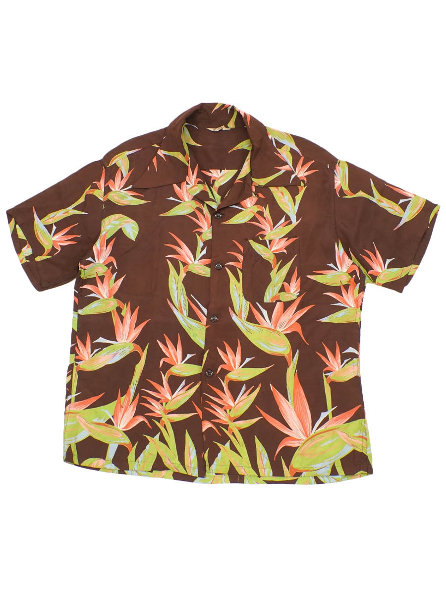 50'S CALIFORNIA BIRD OF PARADISE HAWAIIAN SHIRT (SIZE.LARGE)