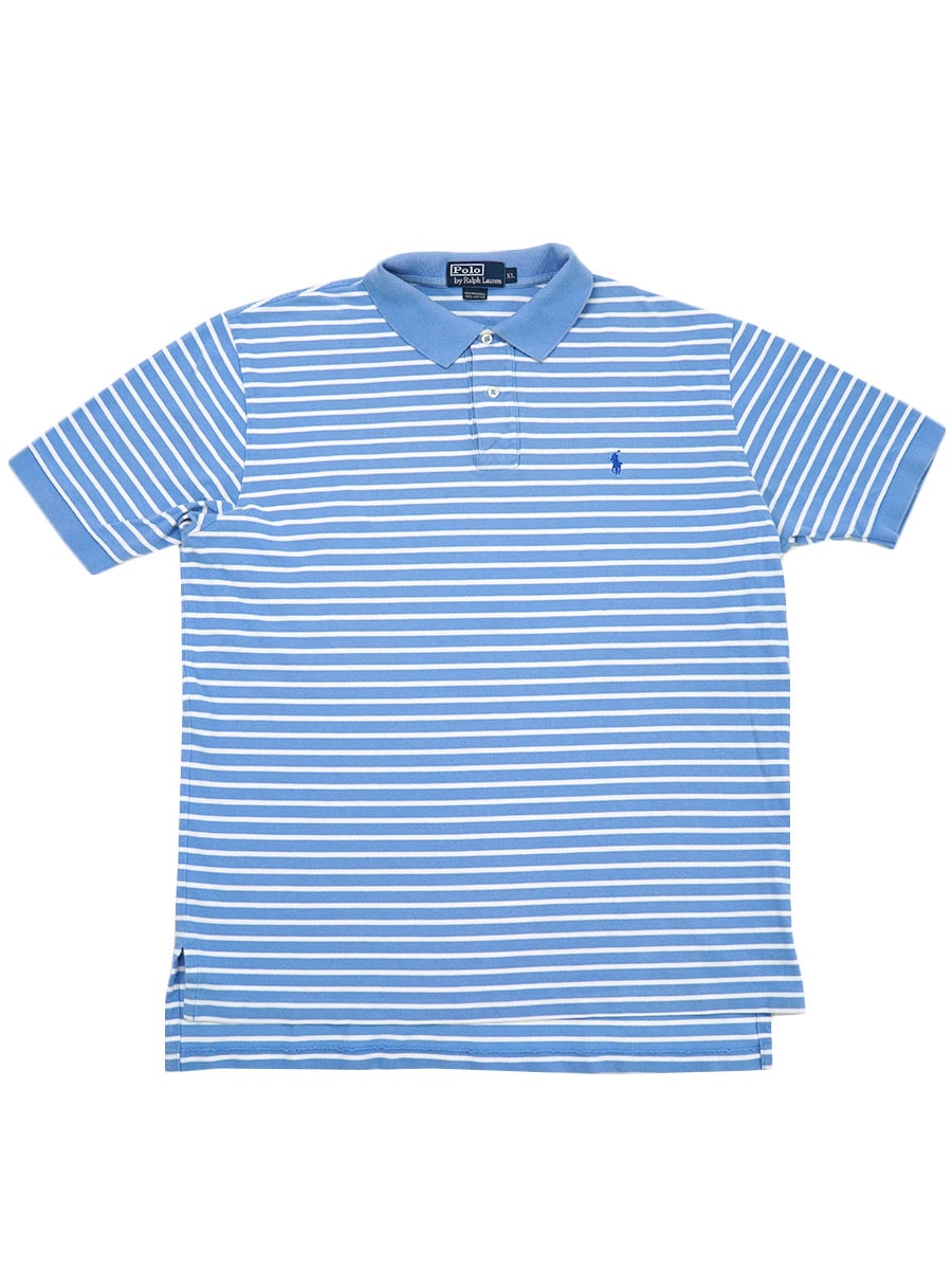 RALPH LAUREN 100％ COTTON S/S POLO SHIRT BORDER PATTERN (SIZE.X