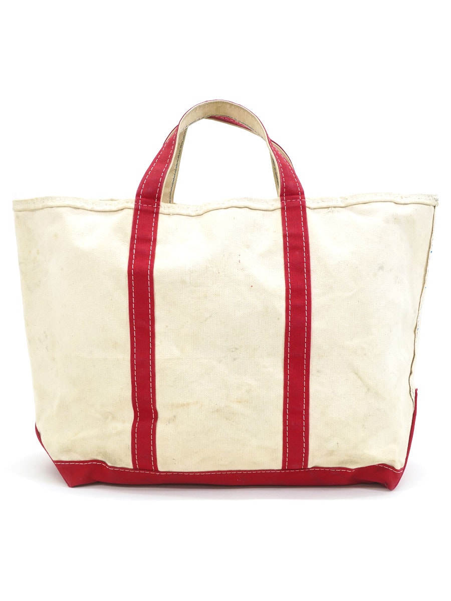 80'S L.L.BEAN BOAT AND TOTE NATURAL/RED WITH ZIPPER