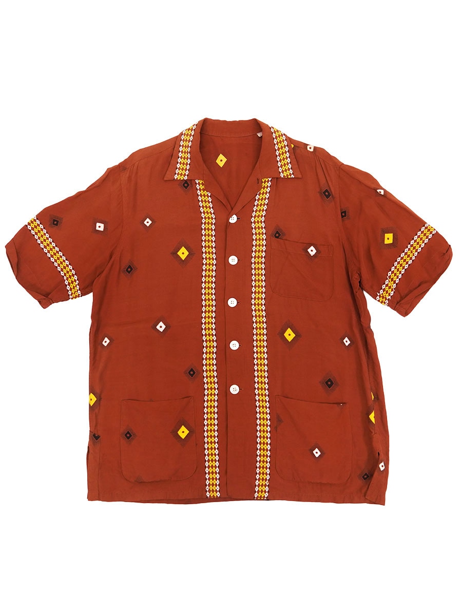 50'S ATOMIC PATTERN RAYON HAWAIIAN SHIRT (SIZE.LARGE) | すべての