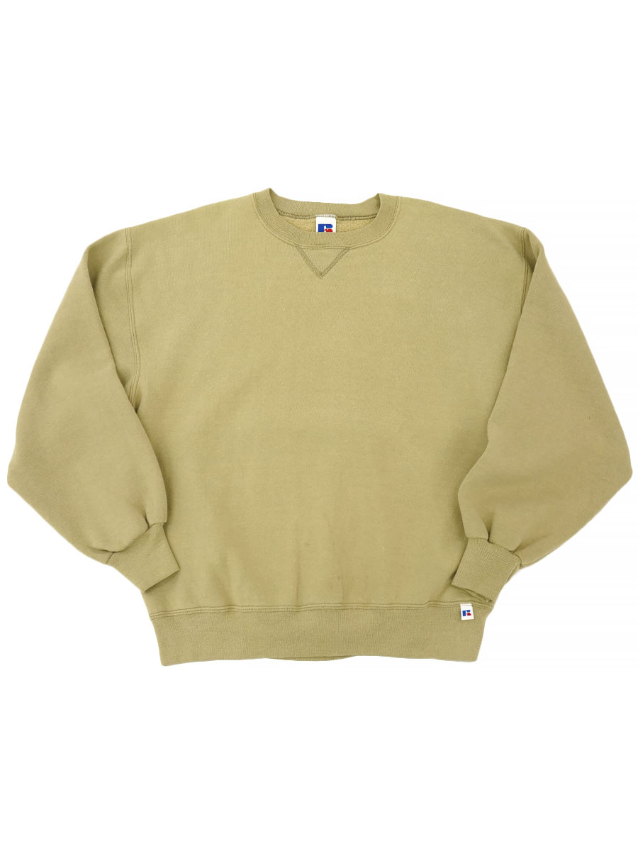 90'S RUSSELL ATHLETIC FRONT V SWEAT SHIRT KHAKI (SIZE. LARGE) MADE