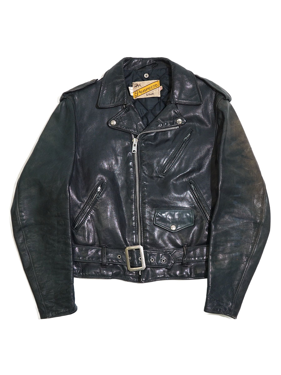 70'S PERFECTO by SCHOTT DOUBLE BREST LEATHER RIDERS JACKET (SIZE
