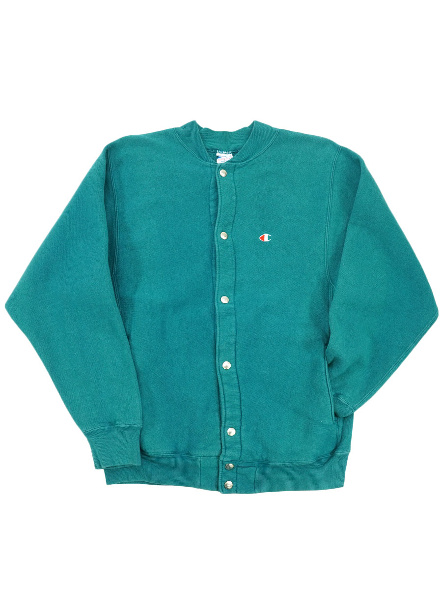 90'S CHAMPION REVERSE WEAVE FULL SNAP SWEAT CARDIGAN SEA GREEN