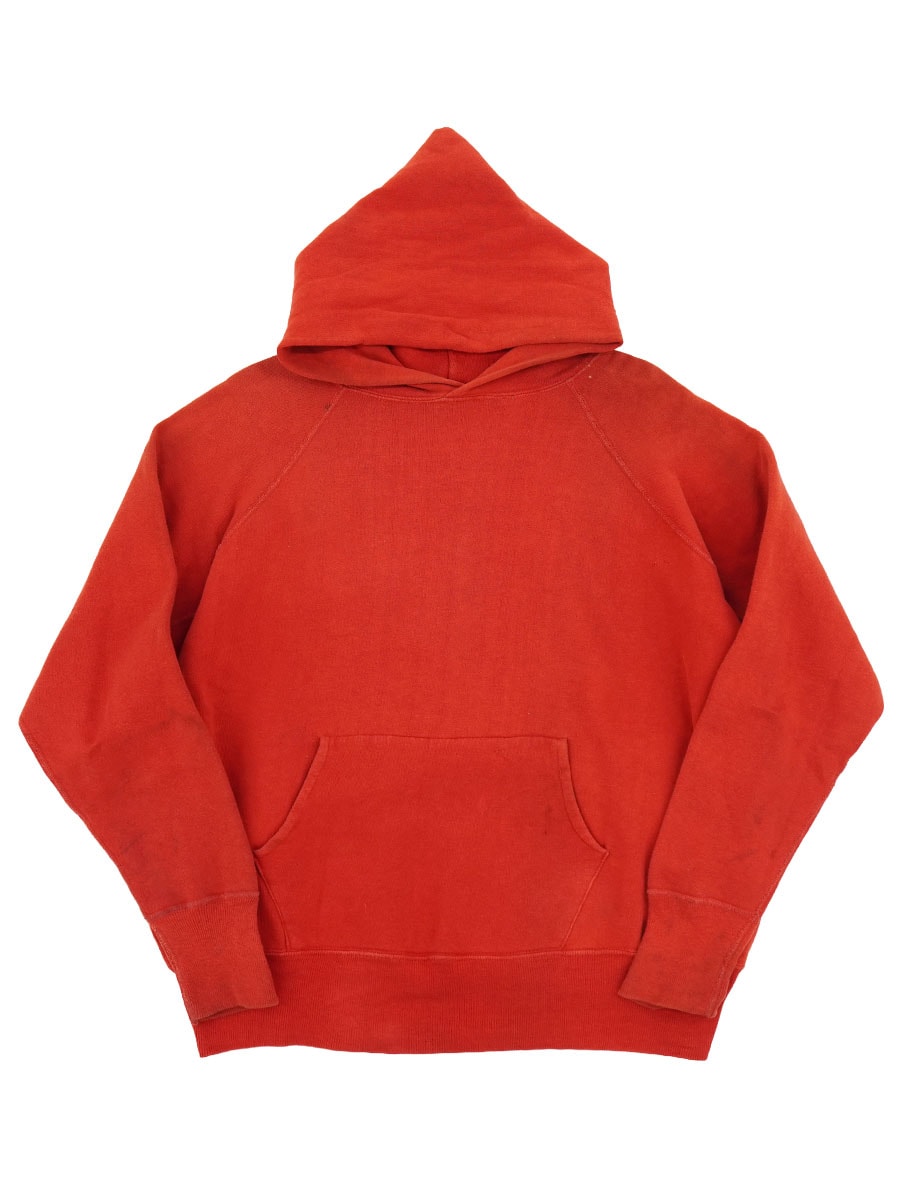 60'S HOODED SWEAT SHIRT PLAIN RED  (APPROX.LARGE)