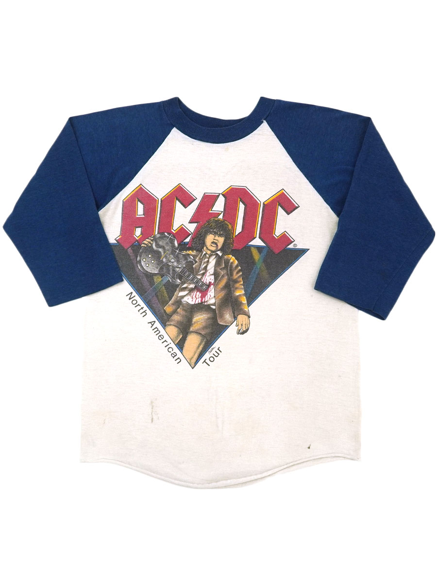 80's AC/DC ''NORTH AMERICAN TOUR/82'' RAGLAN SLEEVE T SHIRT (APPROX.MEDIUM)