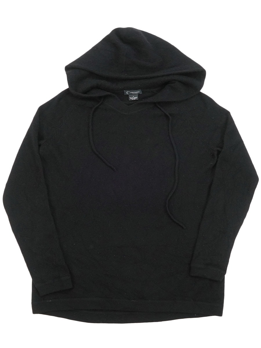 C BY BLOOMINGDOLE'S CASHMERE KNIT HOODED BLACK (SIZE.MEDIUM) LADIES