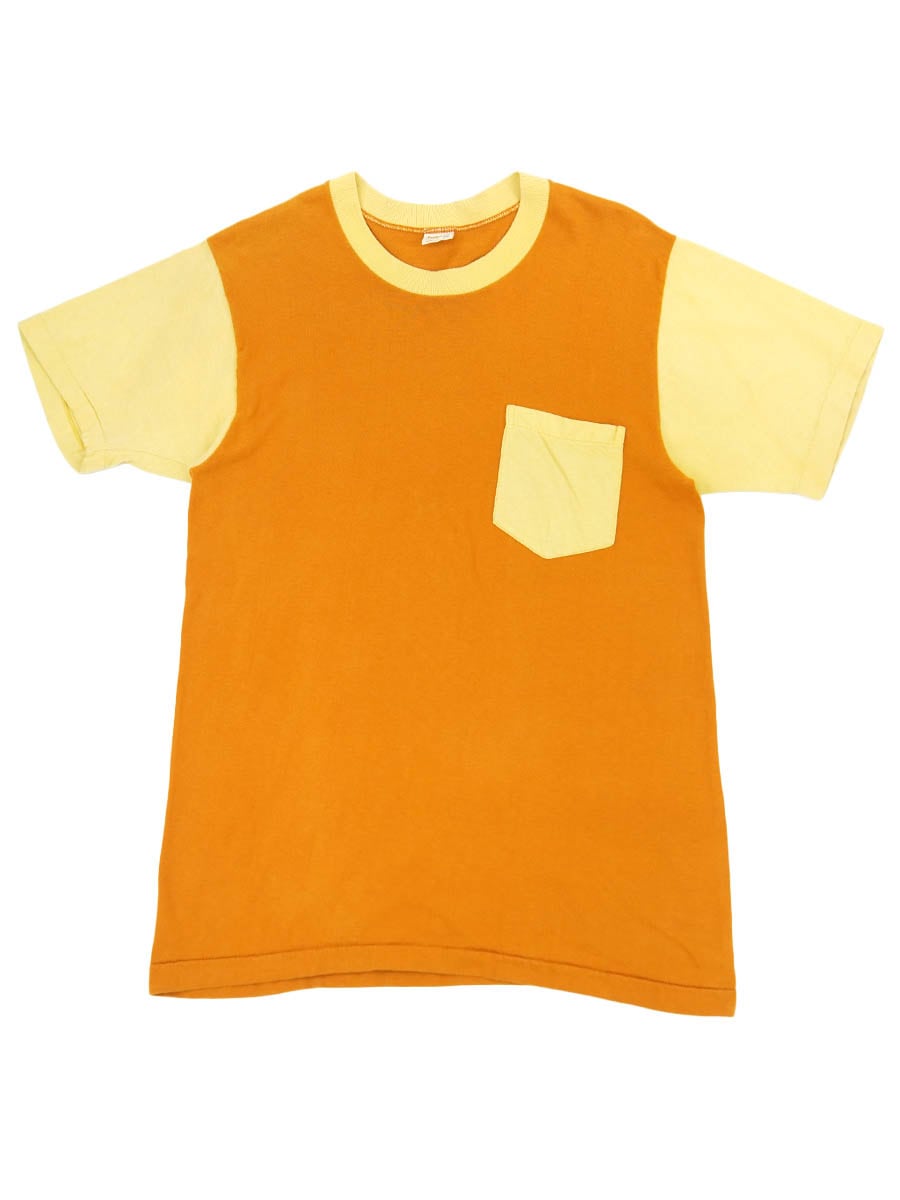 70'S TOWNCRAFT 2 TONE POCKET T SHIRT ORANGE/YELLOW (SIZE.MEDIUM)