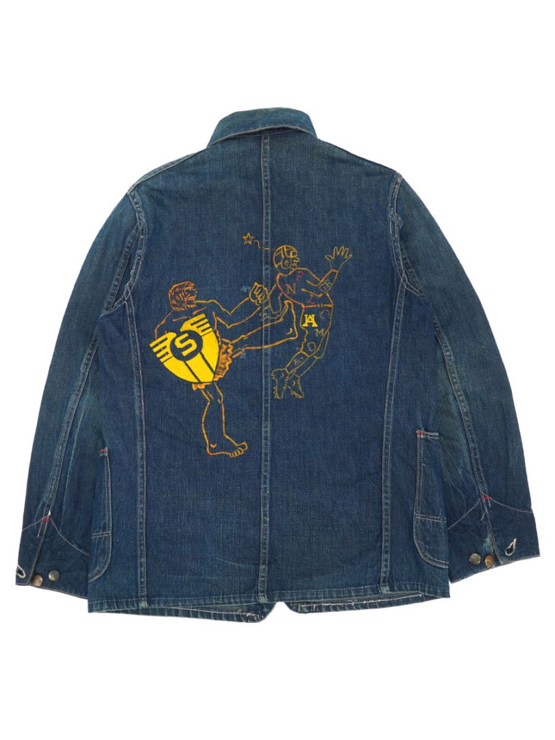 50'S BIG MAC DENIM CHORE JACKET WITH HAND PAINT (APPROX.36)