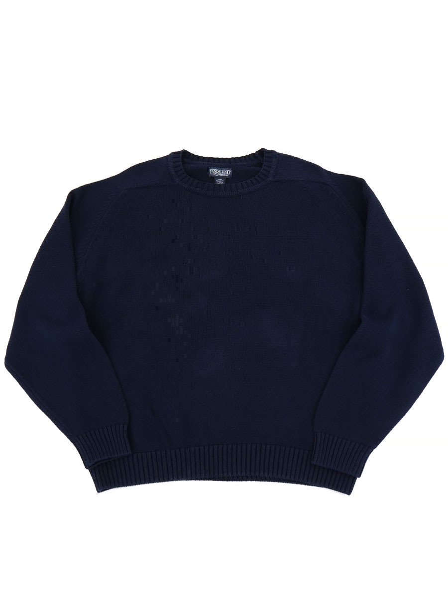 90'S LAND'S END 100% COTTON DRIFTER SWEATER NAVY (SIZE. X LARGE