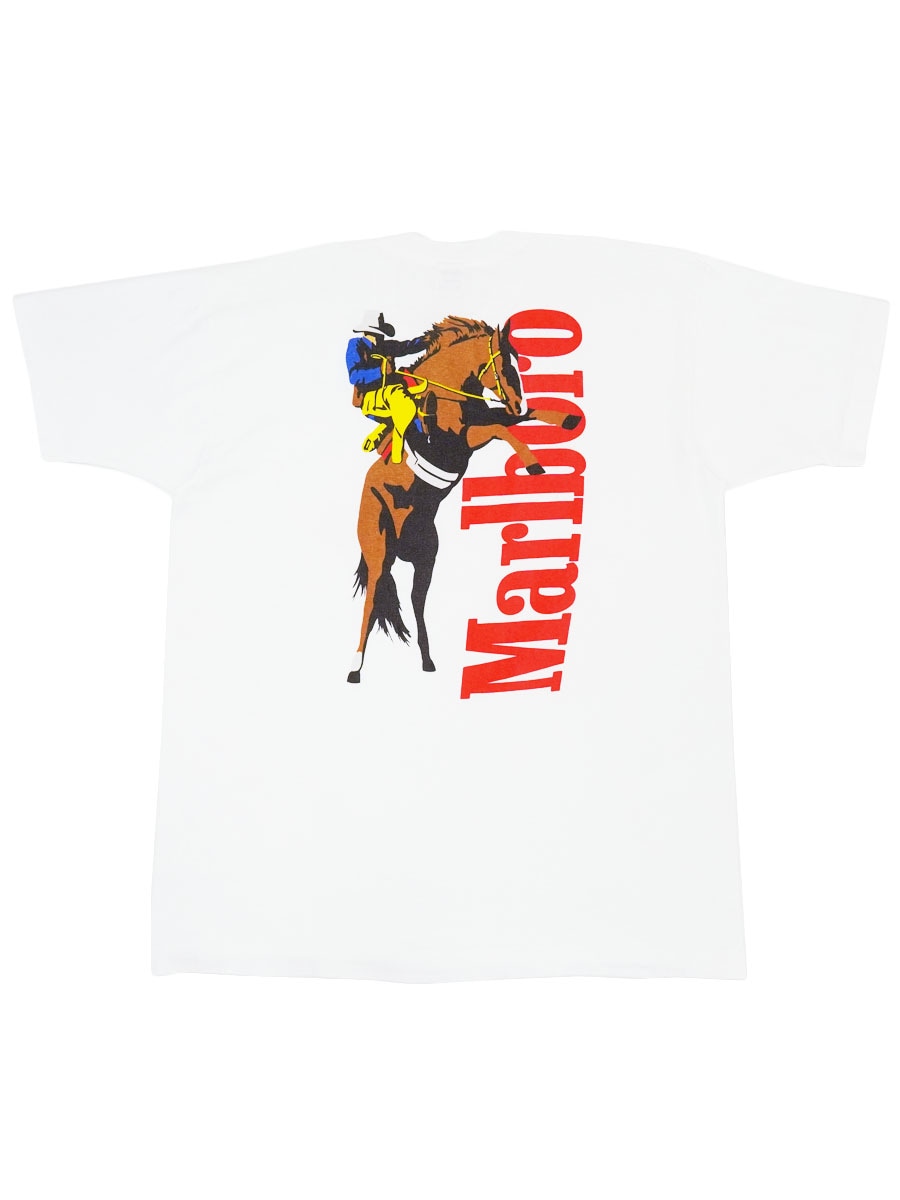 90'S FRUIT OF THE LOOM ''MARLBORO WILD WEST'' POCKET T SHIRT WHITE (SIZE.X LARGE) MADE IN USA