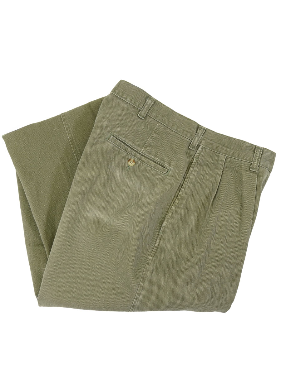 RALPH LAUREN 2TUCK CHINO PANTS LIGHT OLIVE  (APPROX.W35 L33) MADE IN USA 