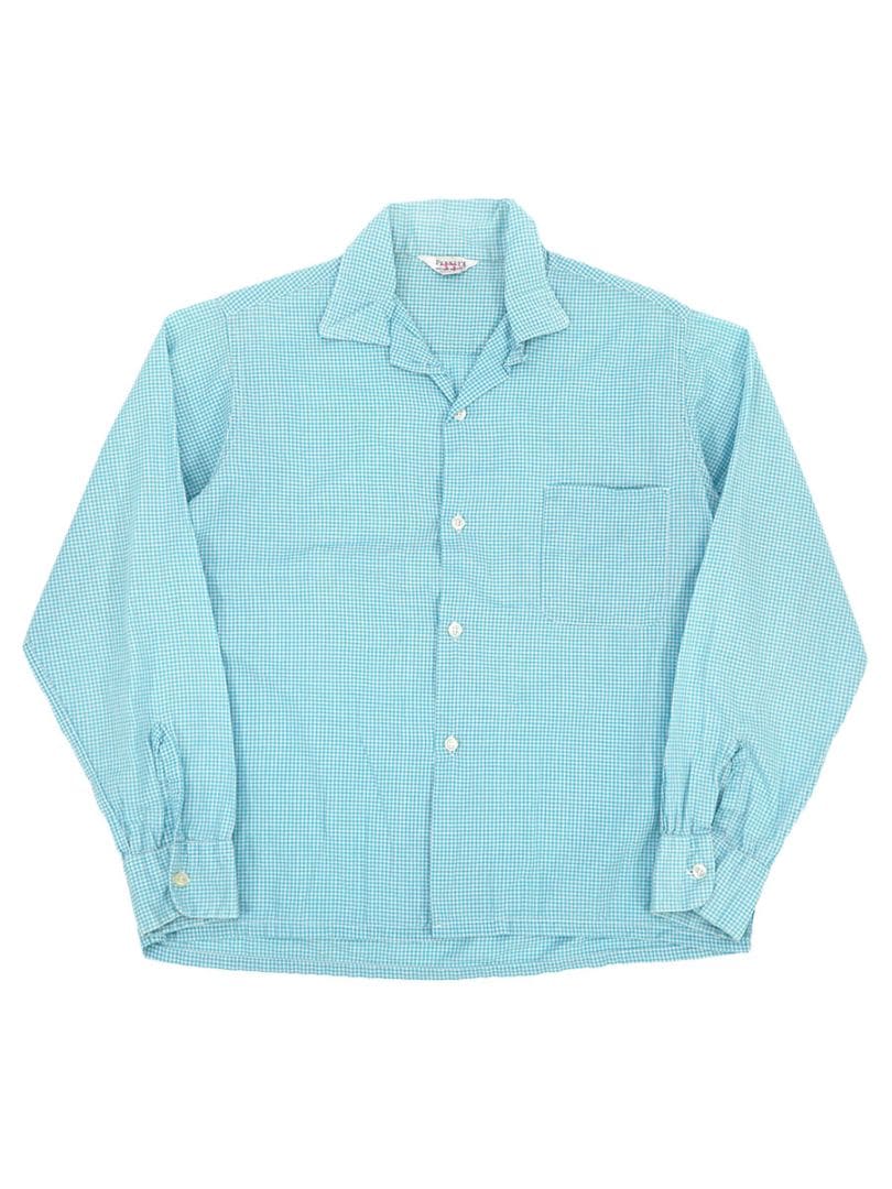 60'S PENNEY'S COTTON WOVEN PLAID LOOP COLLAR SHIRT (SIZE.MEDIUM)