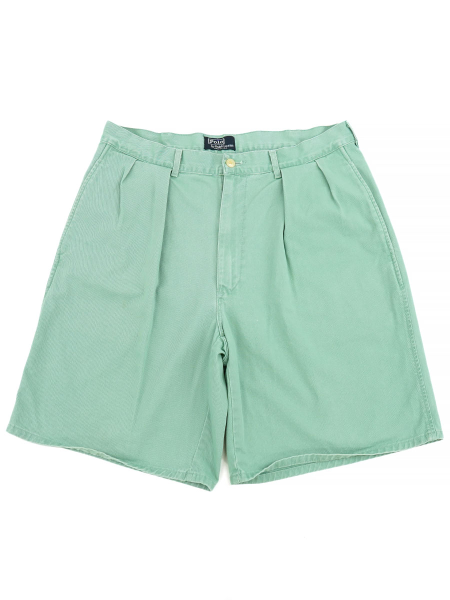 90'S RALPH LAUREN 100% COTTON 2-TUCK POLO CHINO SHORTS (SIZE. 34) MADE IN USA 