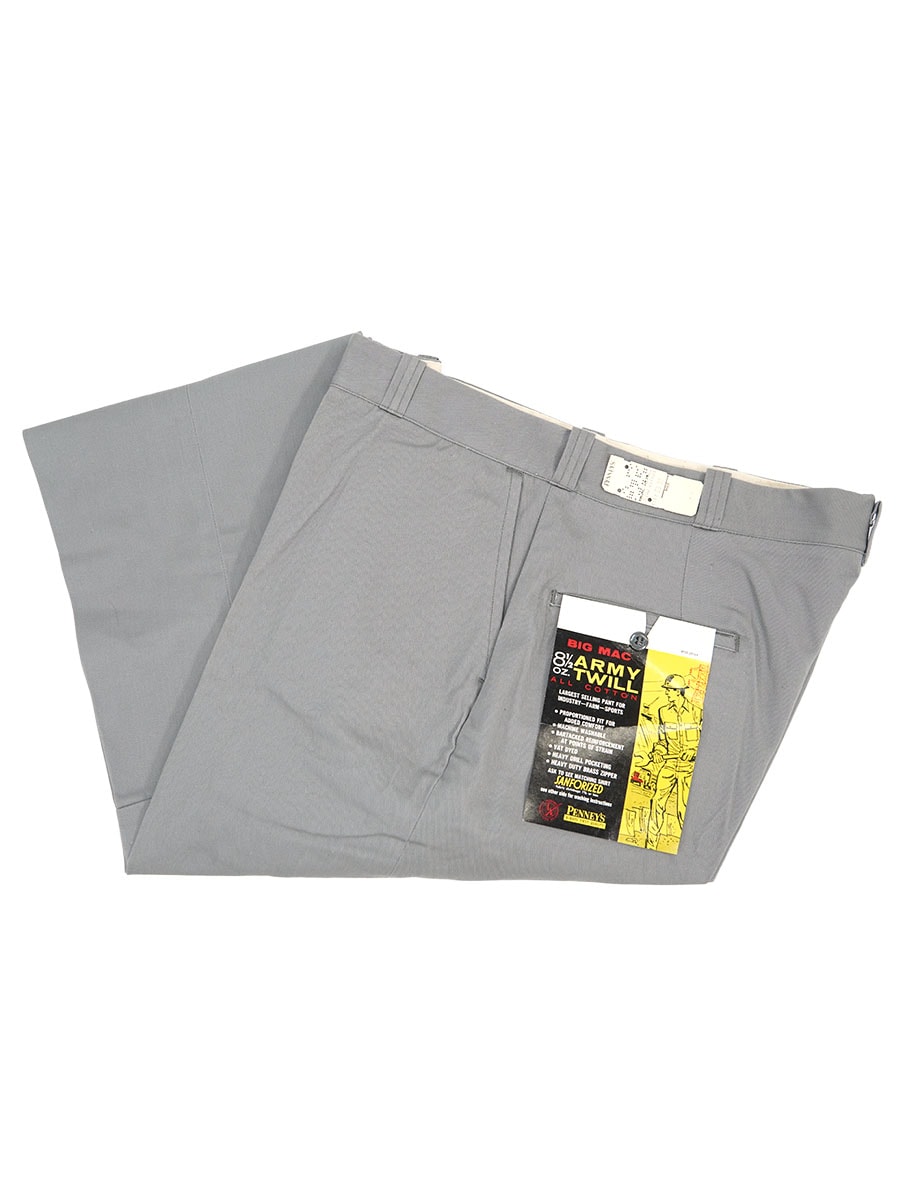 60's BIG MAC ''8 1/2 OZ. ARMY TWILL'' ALL COTTTON WORK PANTS (SIZE.W38 L32) NOS