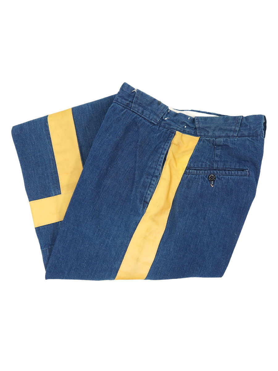 60'S DENIM WORK TROUSERS REFLECTOR TAPE SIDE LINE (APPROX.W30.5 L31)