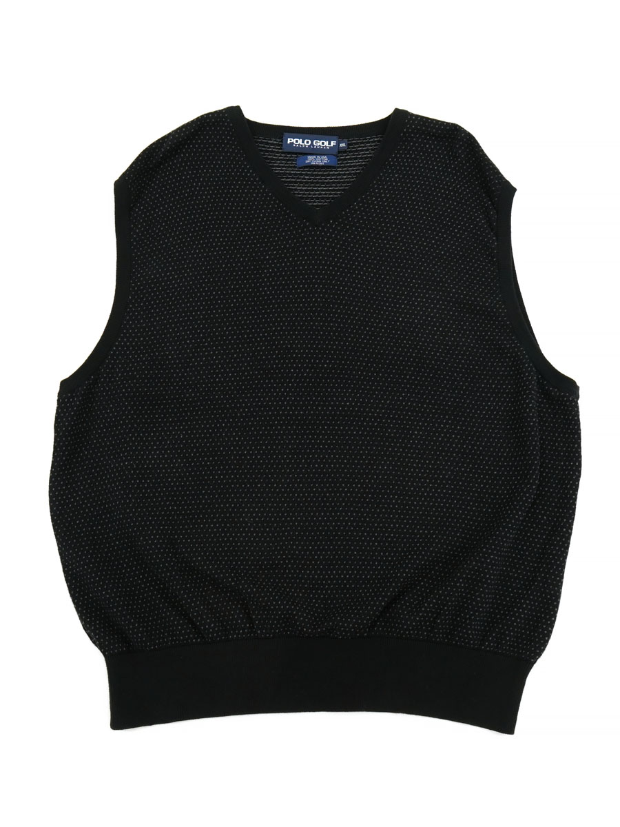 90'S POLO GOLF BIRD'S EYE 100%COTTON V NECK KNIT VEST (SIZE. XX LARGE) MADE IN USA