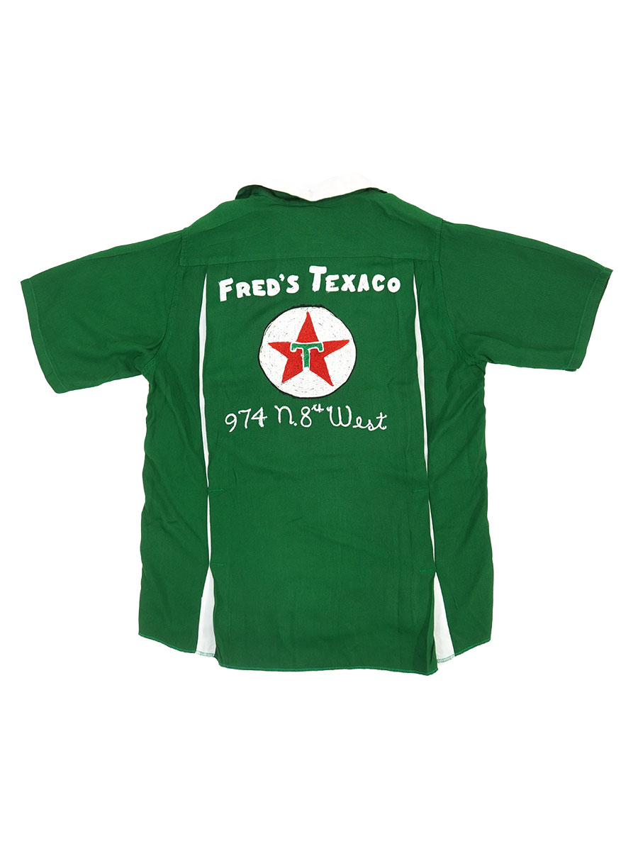 60'S KING LOUIE ''FRED'S TEXACO 974 N.8TH WEST'' RAYON BOWLING SHIRT (SIZE.MEDIUM)