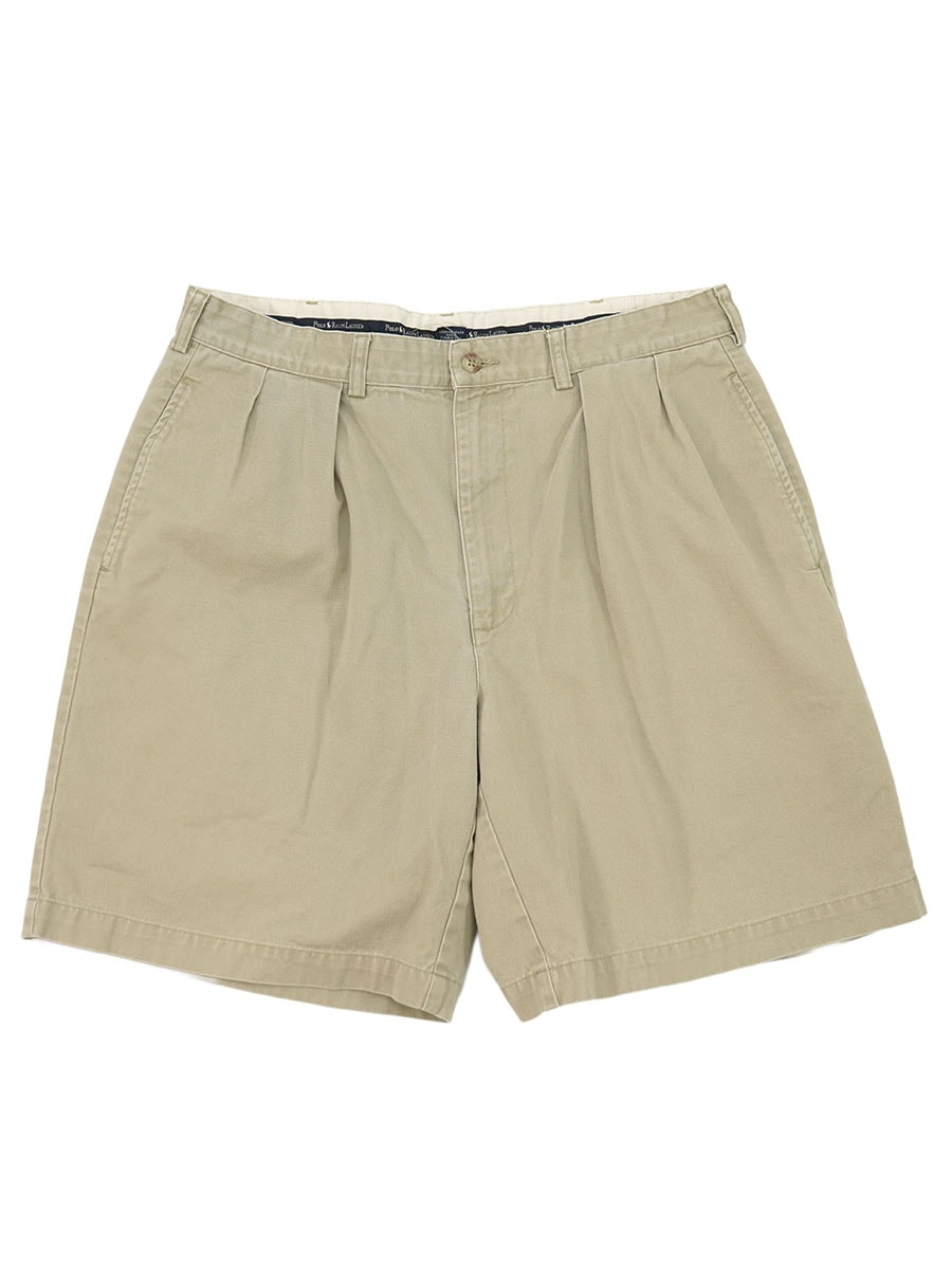 RALPH LAUREN 100% COTTON 2-TUCK SHORTS BEIGE (SIZE. 35) MADE IN MEXICO