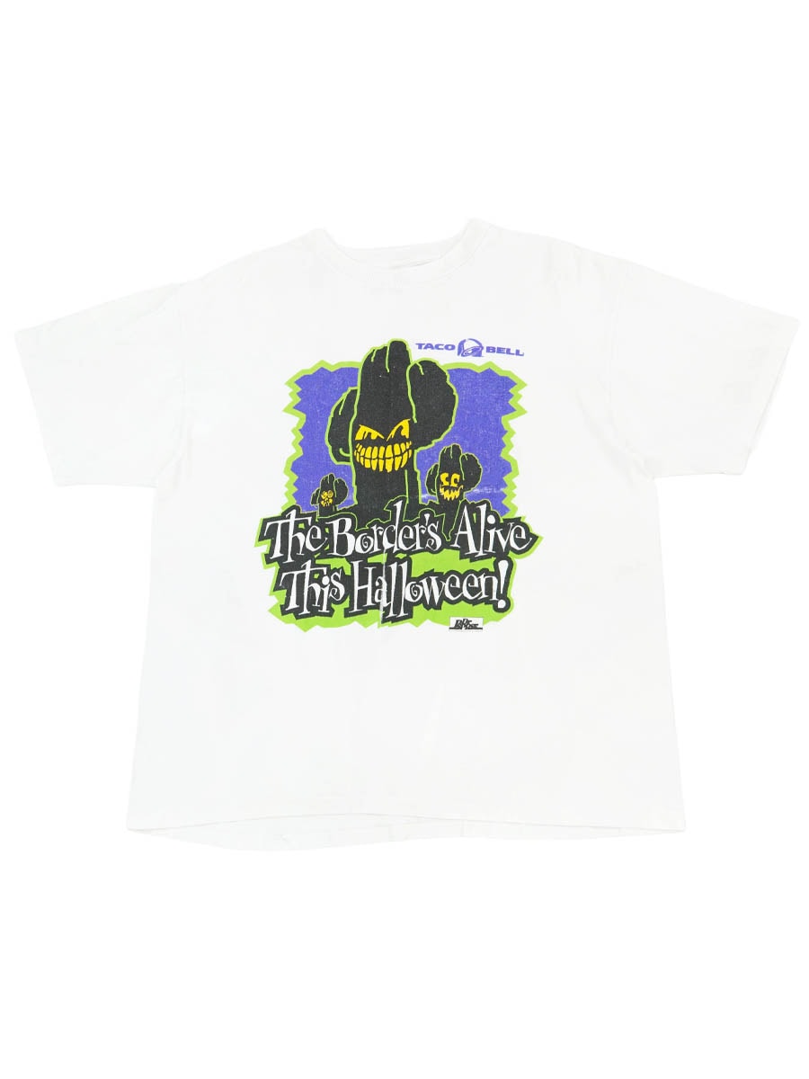 90'S ONEITA ''TACO BELL/THE BORDER'S ALIVE THIS HALLOWEEN!'' T SHIRT (SIZE.X LARGE)