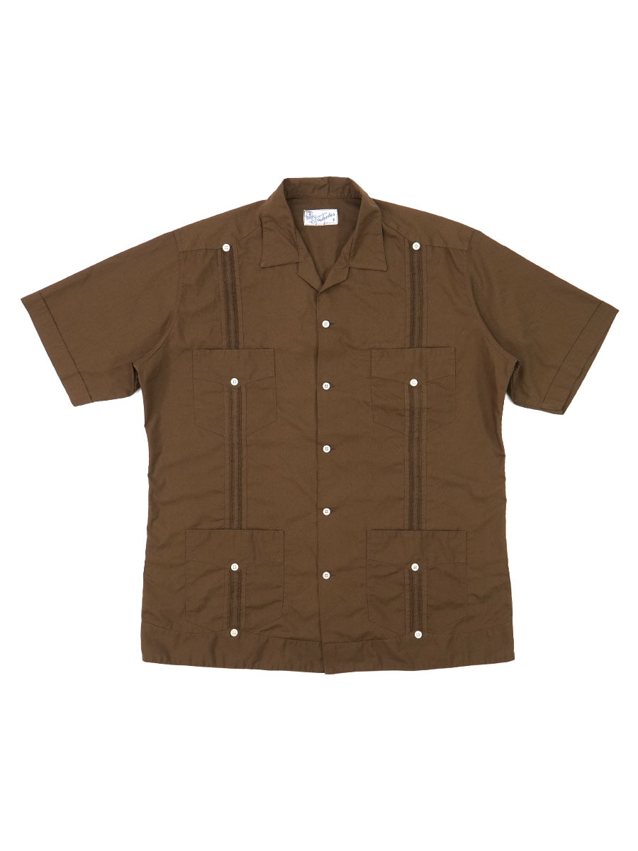 70'S～ GUAYABERAS PELECTAS CUBA SHIRT BROWN (SIZE.40)