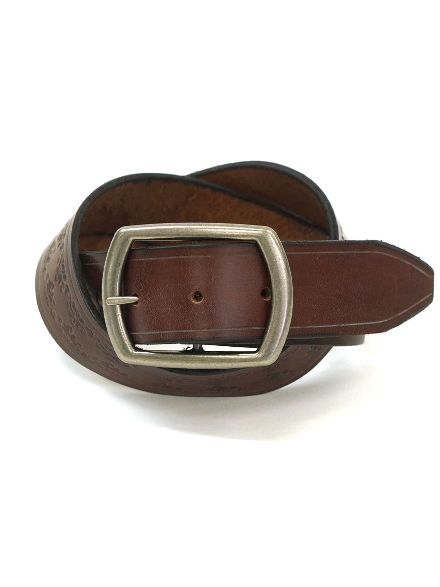 CARVING LEATHER BELT BROWN (SIZE.32)
