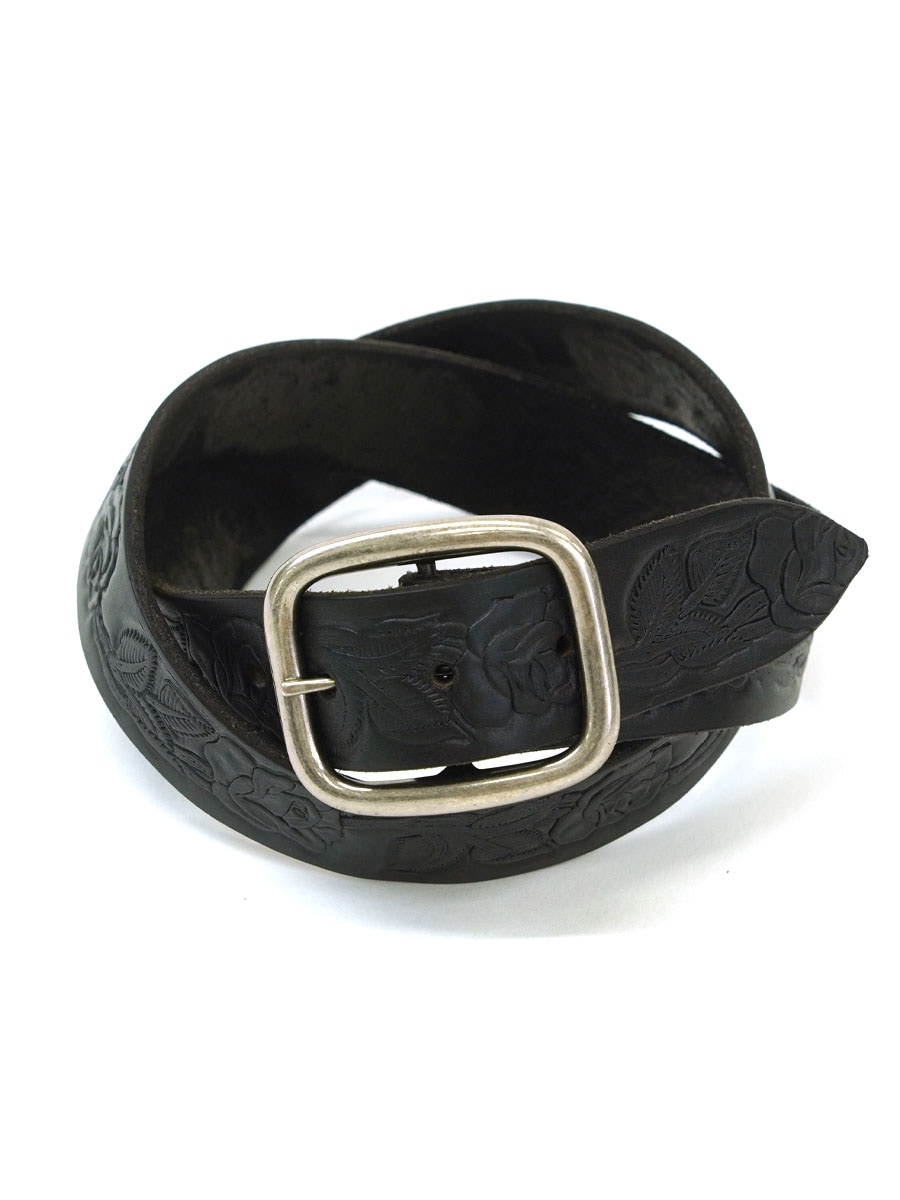 CARVING LEATHER BELT BLACK (SIZE.34)