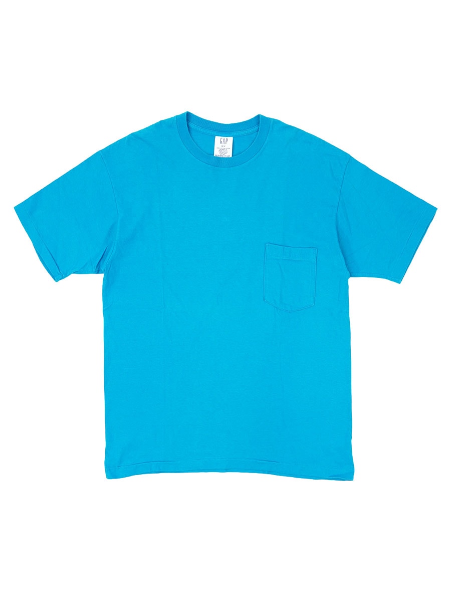 90'S GAP PLAIN POCKET T SHIRT TURQUOISE BLUE (SIZE.MEDIUM) MADE IN