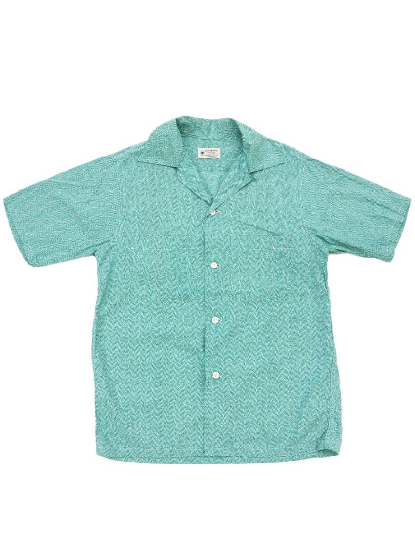 まさる　50s Van Heusen ボーリングシャツ 50'S～ VAN HEUSEN HERRINGBONE PRINT LOOP COLLAR S/S SHIRT (SIZE