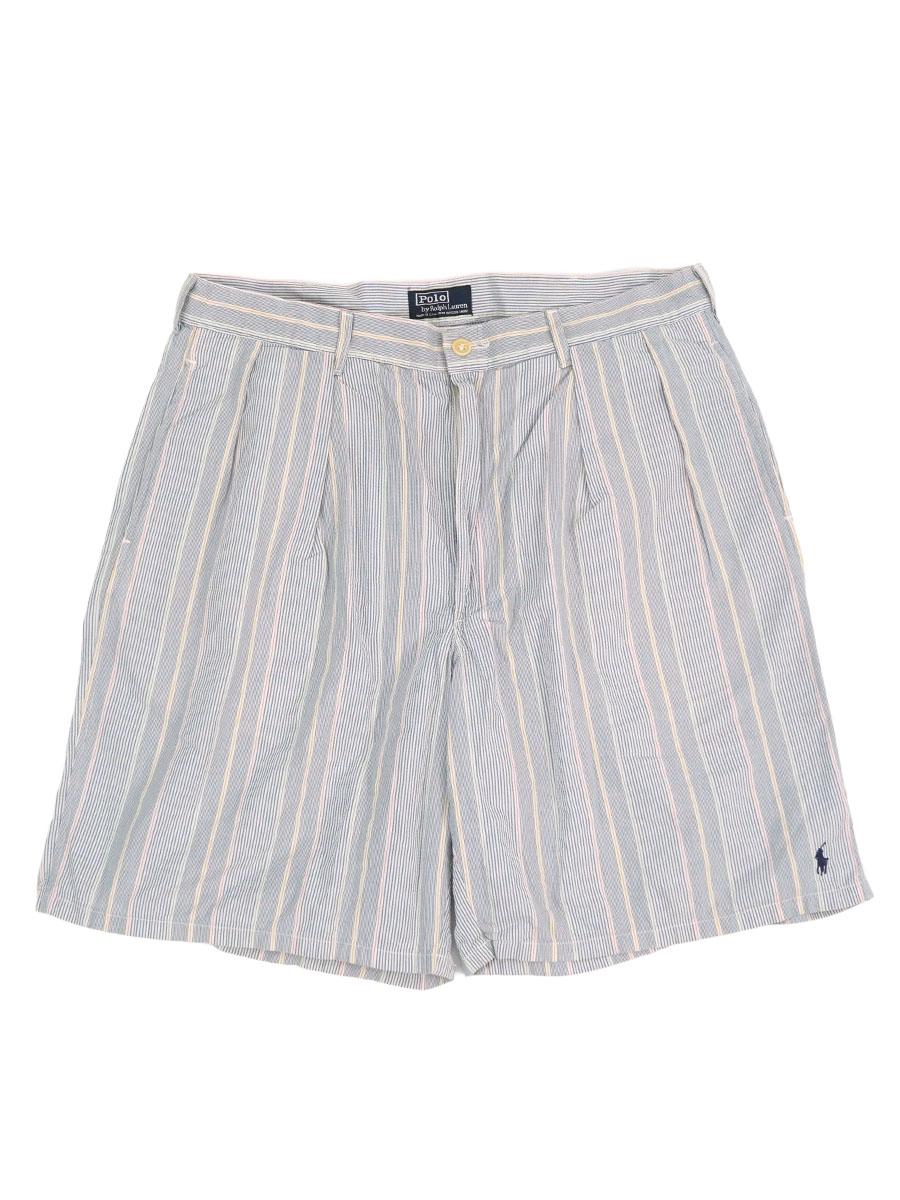 RALPH LAUREN 2-TUCK STRIPE SHORTS (SIZE.36) MADE IN USA