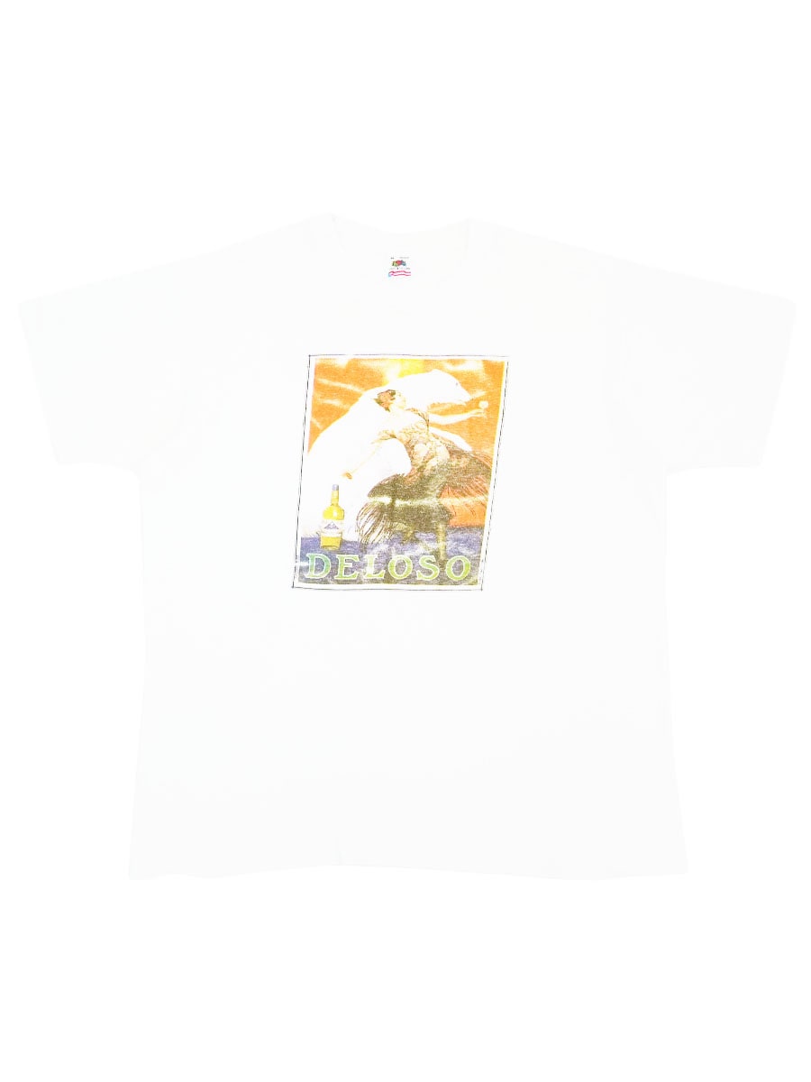 90'S FRUIT OF THE LOOM RENE LELONG ''LIQUEUR DELOSO'' T SHIRT WHITE (SIZE.X LARGE) MADE IN USA