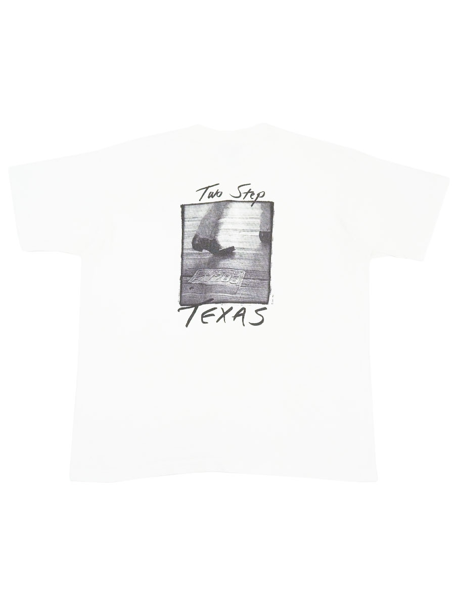 90'S FRUIT OF THE LOOM ''GRUNE HALL/TWO STEP TEXAS'' T SHIRT WHITE (SIZE.X LARGE)