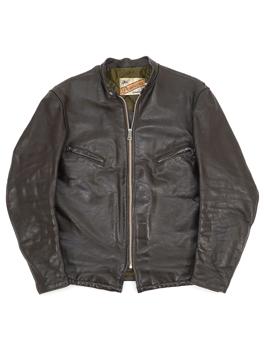 70'S PERFECTO by SCHOTT SINGLE BREST LEATHER RIDERS JACKET BROWN