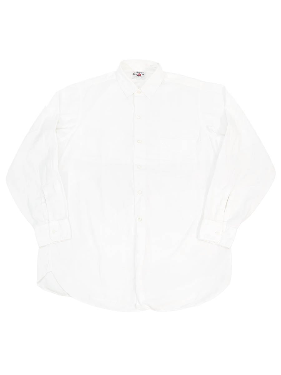 60'S ARROW PADDOCK CLUB 100%COTTON PLAIN L/S SHIRT WHITE (SIZE.15 1/2)