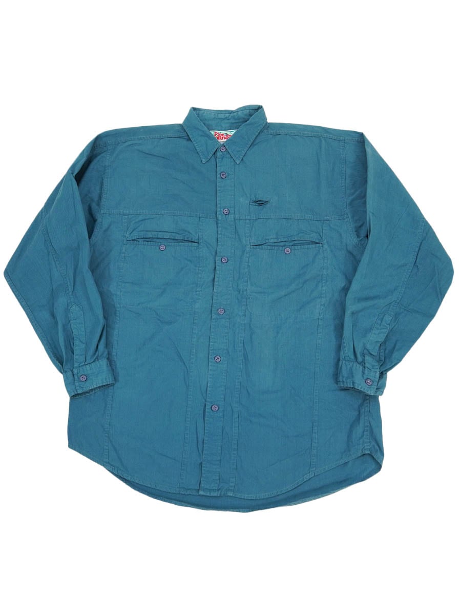 90'S PIER CONNECTION PLAIN L/S SHIRT TEAL (SIZE.MEDIUM)