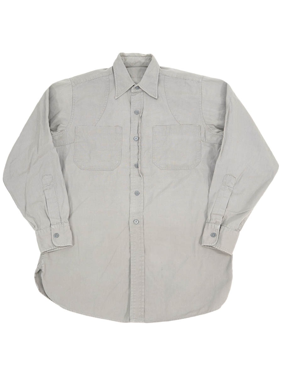 60'S～ PLAIN L/S SHIRT WITH GUSSET LIGHT GRAY (SIZE.14 1/2) | NEW