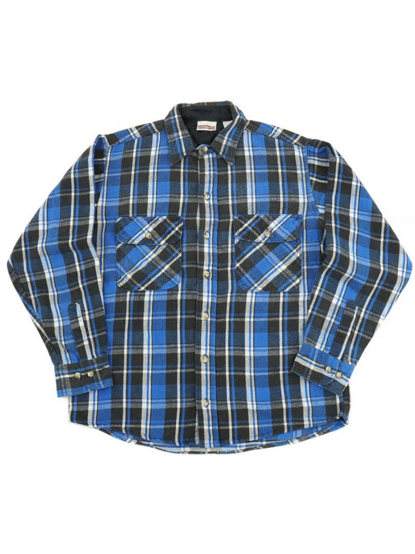 90'S FIELD STEAM PLAI FLANNEL SHIRT (SIZE. MEDIUM) MADE IN USA