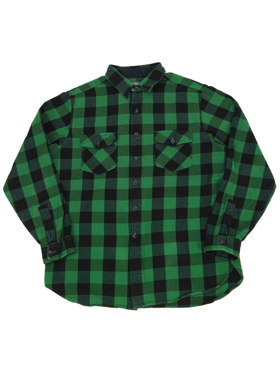 RALPH LAUREN BLOCK CHECK L/S SHIRT BLACK/GREEN (SIZE.X LARGE)